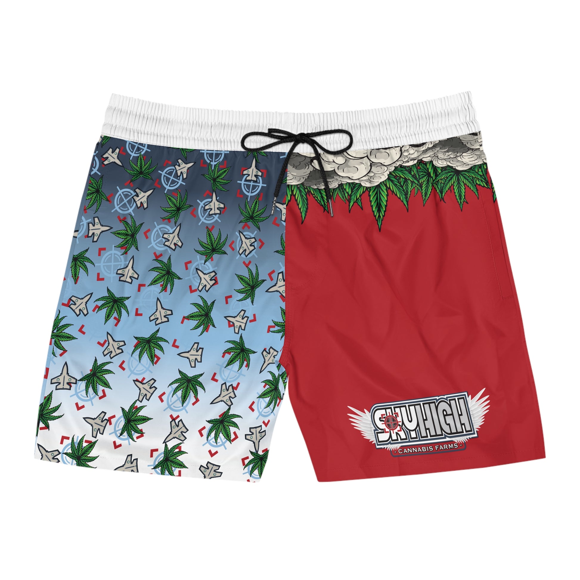 Sky High - Fly High White Top and Red Men's Swim Shorts