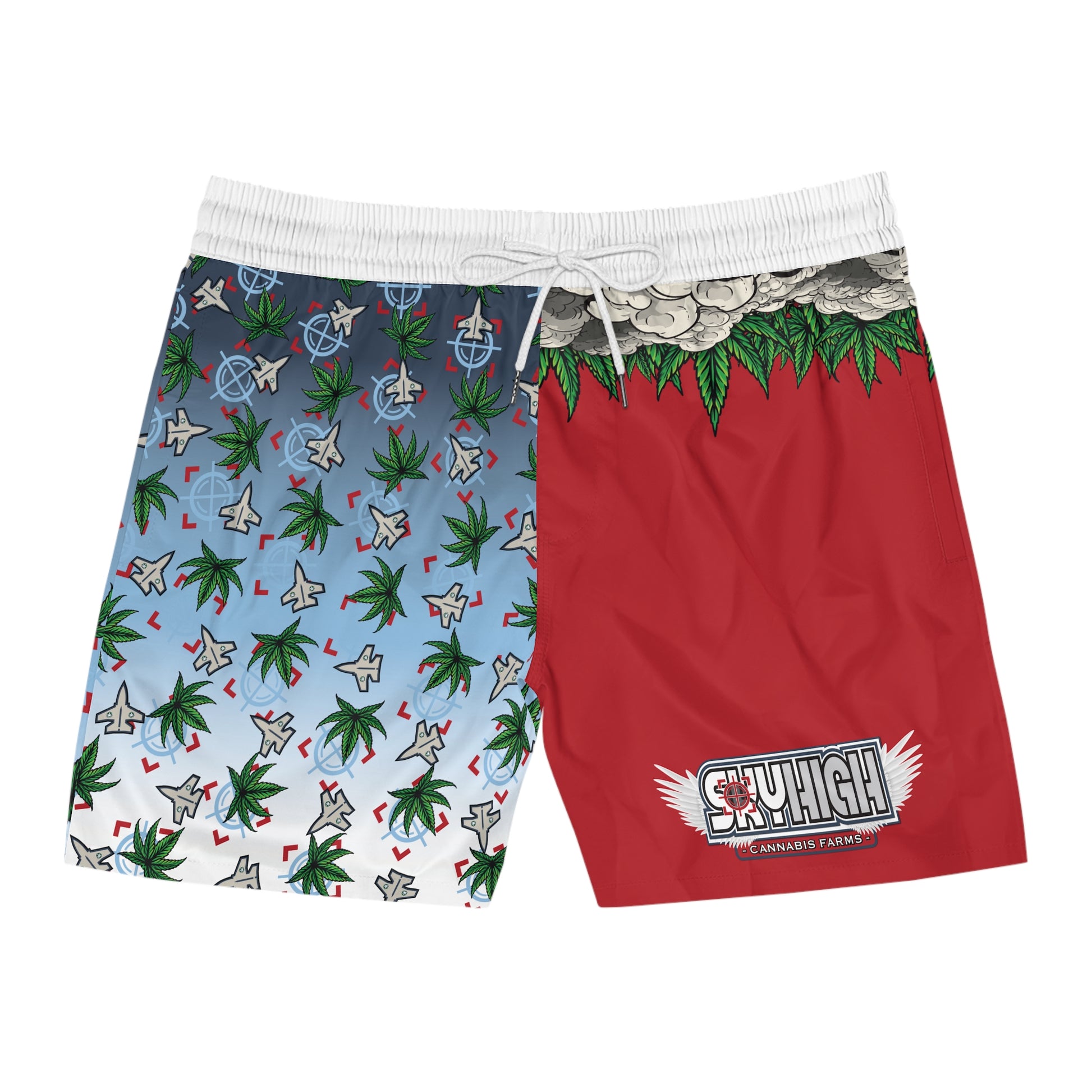 Sky High - Fly High White Top and Red Men's Swim Shorts