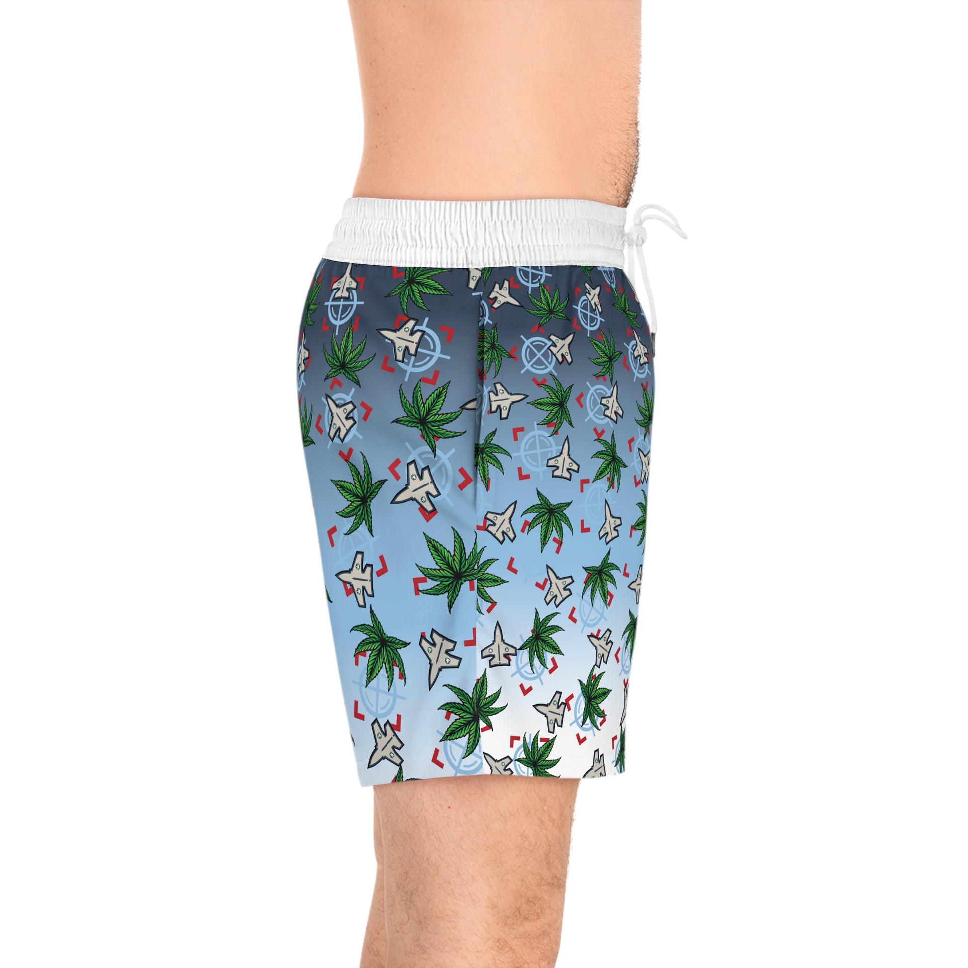 Sky High - Fly High White Top and Red Men's Swim Shorts
