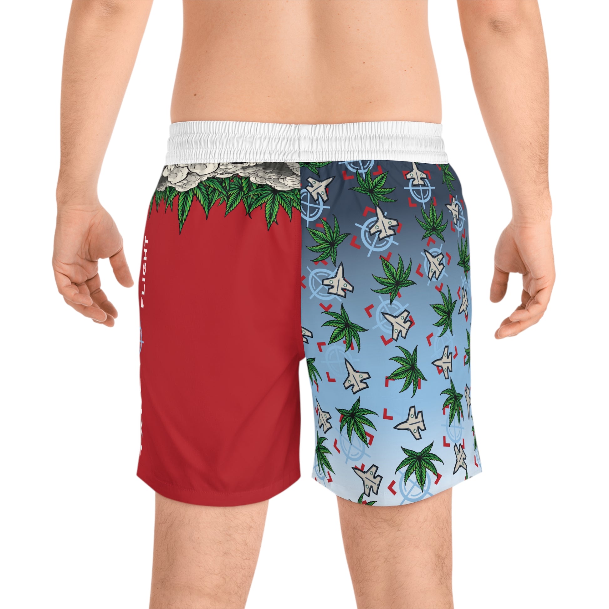 Sky High - Fly High White Top and Red Men's Swim Shorts