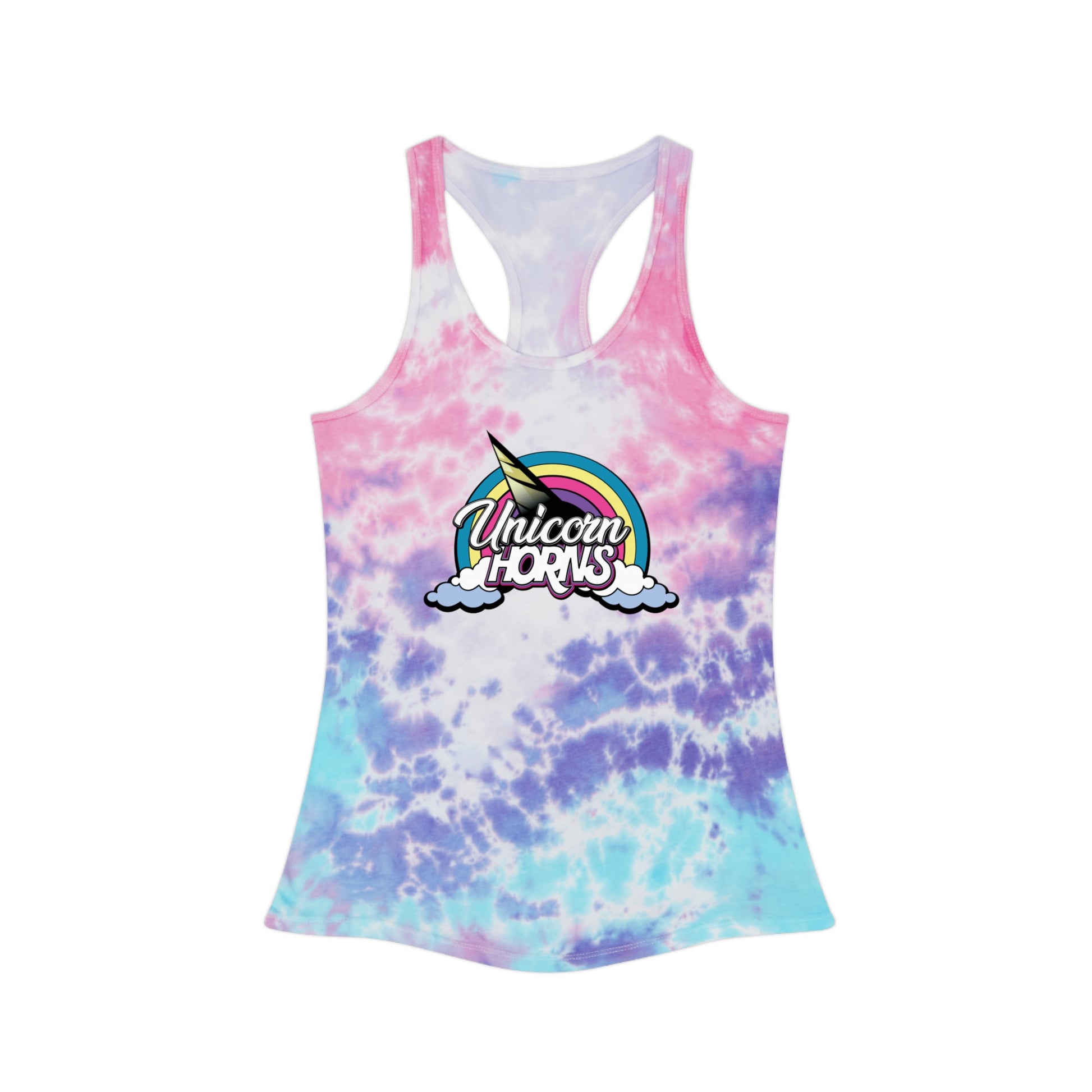 Unicorn Horns Tie-Dye Racerback Tank Top