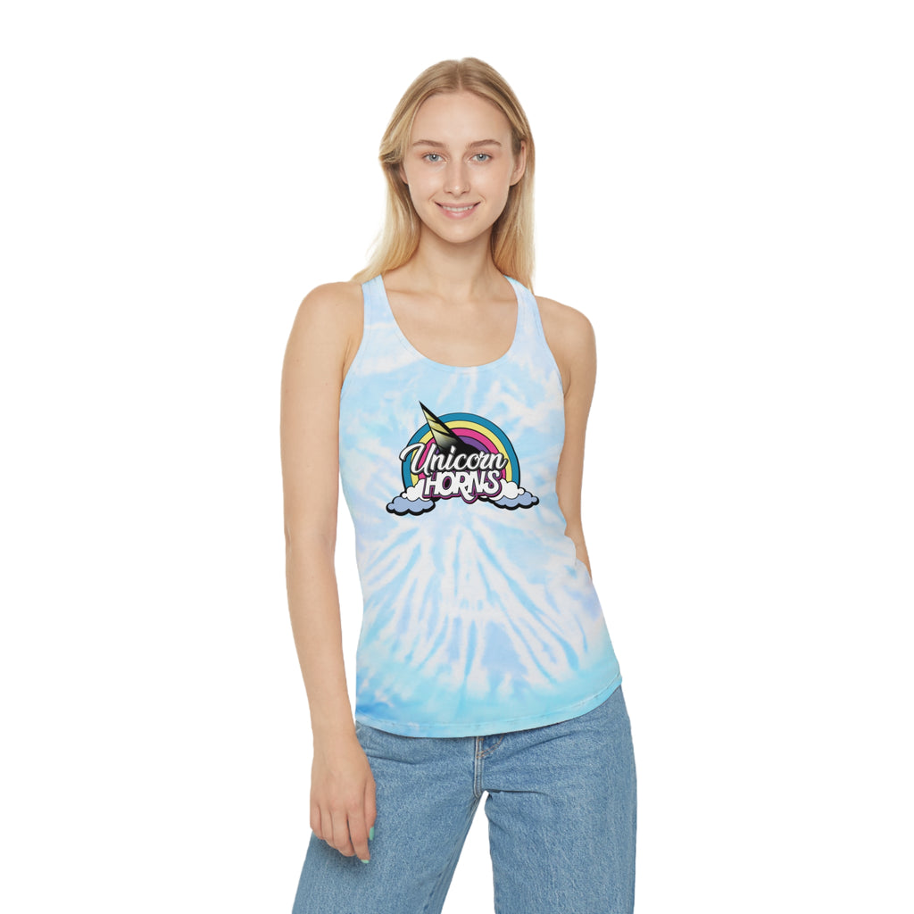 Unicorn Horns Tie-Dye Racerback Tank Top