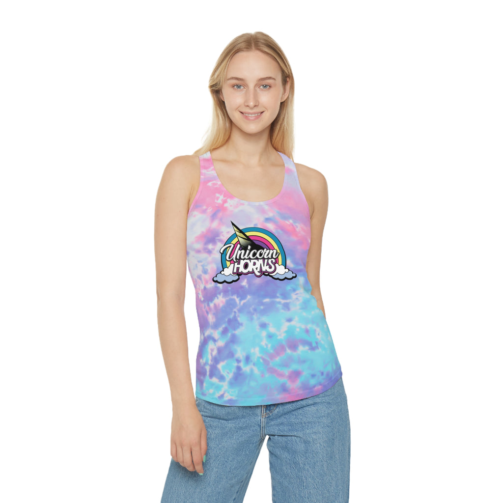 Unicorn Horns Tie-Dye Racerback Tank Top
