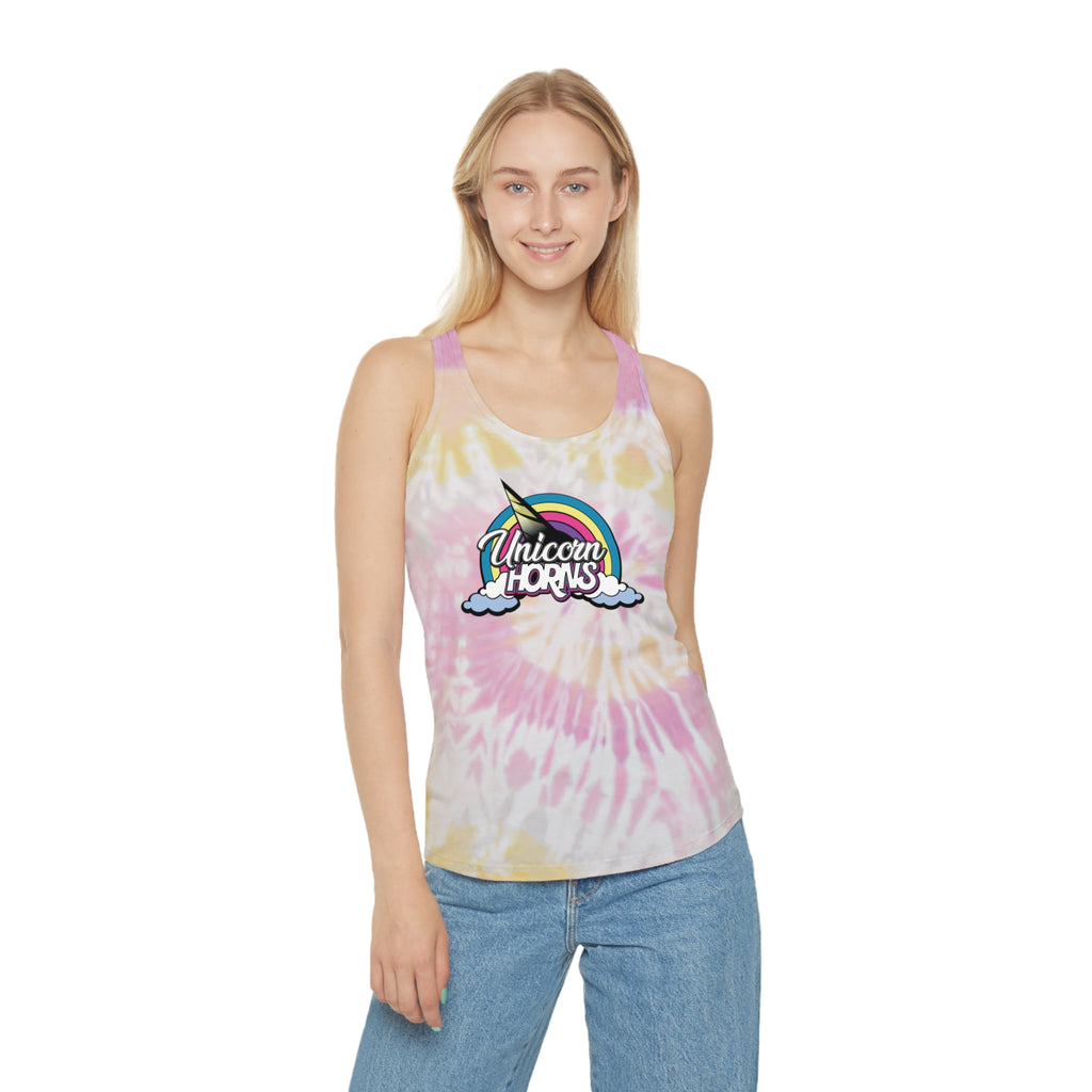 Unicorn Horns Tie-Dye Racerback Tank Top